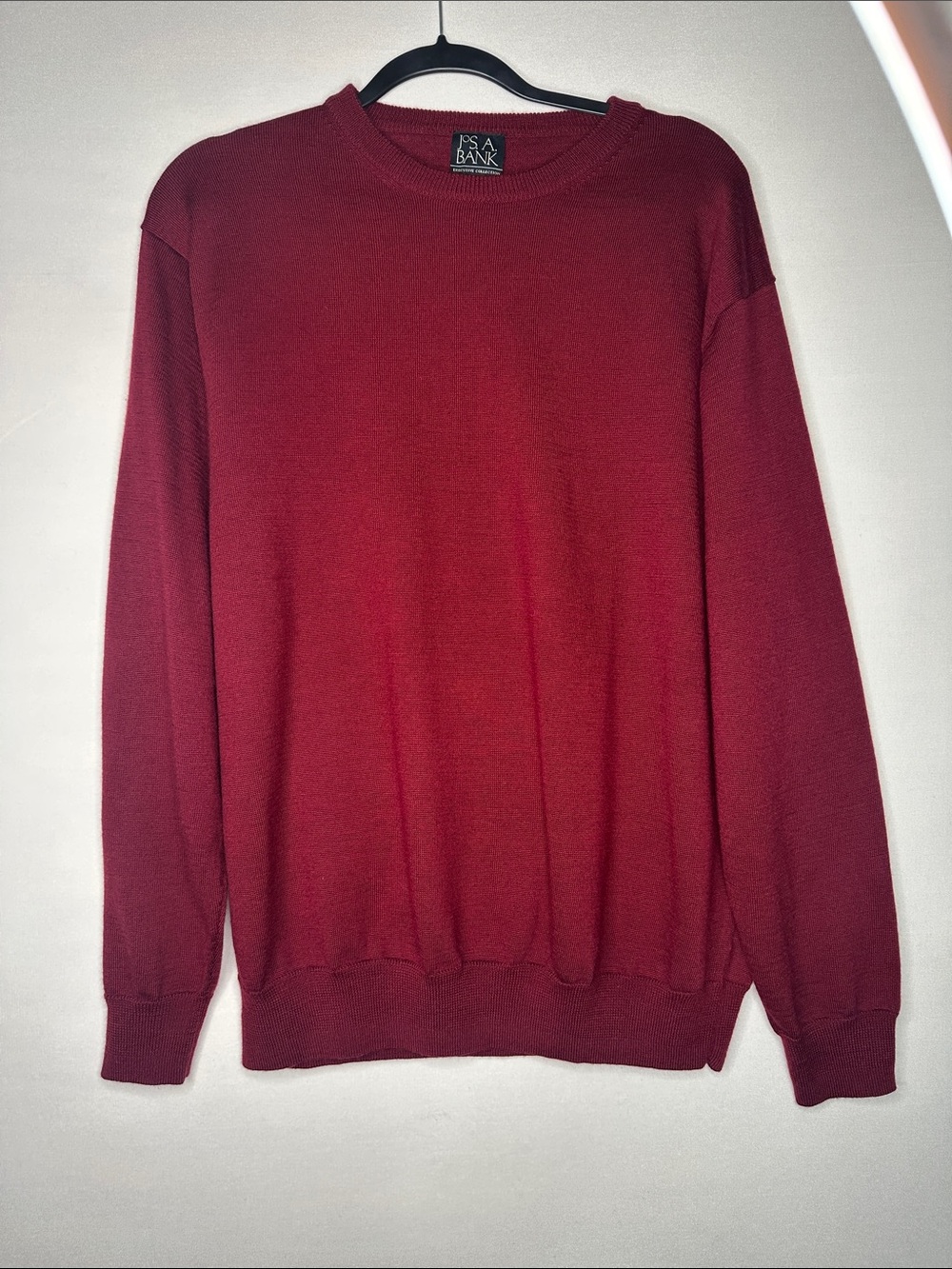 Jos. A. Bank Men's Crewneck Sweater - Deep Wine Red XL merino wool blend knit